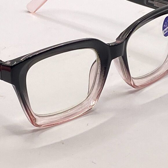 0956 Claudia 2.75 Black Pink Gradient Reading Glasses Square Concave Readers NWT - Picture 8 of 10